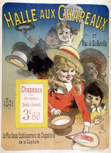 Mainosjuliste "Halle aux hats", rue de Belleville Pariisissa tekijältä Unknown artist