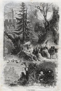 Lipariharppu - tuuliharppu - Arpa eolia - Tuuliharppu - tuulen soittama soitin - kaiverrus vuodelta 1860 tekijältä Unknown artist
