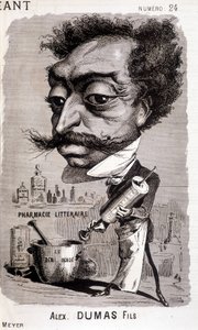 Alexandre Dumas Fils ja hänen "" kirjallinen apteekkinsa"" - teoksessa "" Le Géant" 8.2.1868 tekijältä Unknown artist