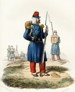 Algeria, Ranskan Afrikan armeijan kevyt jalkaväki vuoden 1830 retkikunnan aikana. Leone Galibertin teoksessa ”Storia d