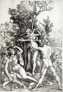 Allegorinen mustasukkaisuuden hahmo - kaiverrus 1500-luvulta tekijältä Unknown artist