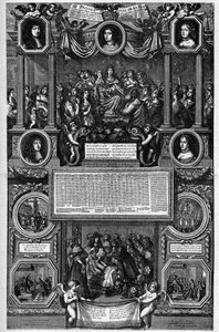 Almanach vuodelle 1682, joka edustaa Dauphinin syntymää (Louis de France tunnetaan nimellä Grand Dauphin tekijältä Unknown artist