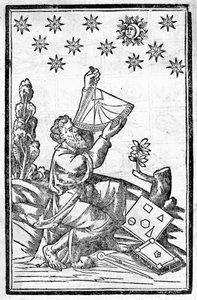 Astrologi mittaa korkeutta kuunpimennyksen aikana. tekijältä Unknown artist