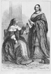Anne Itävalta ja kardinaali Jules Mazarin (1602-1661) - Grav., M. Guizotin teoksessa "Histoire de France kaukaisimmista ajoista vuoteen 1789" tekijältä Unknown artist