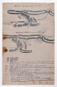 Selosteinen luonnoskartta Boomplaatsin taistelusta 29. elokuuta 1848 (paperi) tekijältä Unknown artist
