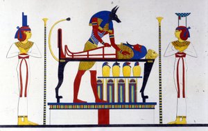 Anubis ja muumio - Ippolito Rosellinin (Rossellini) "" Egyptin ja Ylä-Nubian muistomerkit" -osassa. tekijältä Unknown artist
