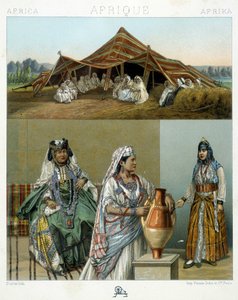 Arabiteltta, Algerian naisten puvut - Racinetin teoksessa "Le costume historique" tekijältä Unknown artist