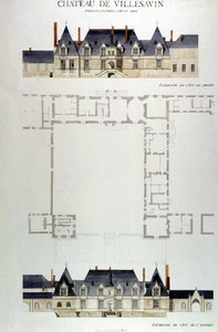 Château de Villesavinin arkkitehtuuri, Tour in Sologne, Loir et Cher (41) tekijältä Unknown artist
