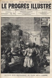 Ulkoilmaravintolan ympärillä Lahoressa, Pakistanissa - maaliskuun 1899 "The illustrious progress" -kansi - tekijältä Unknown artist