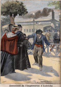 Italian anarkisti murhasi impress Elisabethin Itävallan (Sissin) Genevessä tekijältä Unknown artist