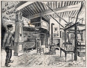 Atelier de Canut a Lyon - Grand Coten vanhin kanuutti vuodesta 1814 lähtien kaiverruksella "Le Progres illustrious" vuodelta 1895 tekijältä Unknown artist