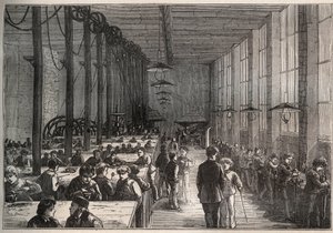 Rautapaja - Kunnallinen oppisopimuskoulu Boulevard de la Villette -kadulla Pariisissa vuonna 1875 - kaiverrus tekijältä Unknown artist