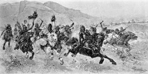Barbaariset hyökkäykset - Les Huns - U. Checan kaiverrus tekijältä Unknown artist
