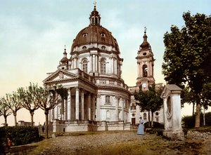 Basilica della Superga (Supergan basilika) Torinossa (Torino) Italiassa vuonna 1890 tekijältä Unknown artist