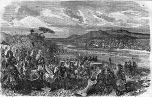 Fornouan taistelu (Fornovo) (Italia) Kaarle VIII:n johdolla 6. heinäkuuta tekijältä Unknown artist