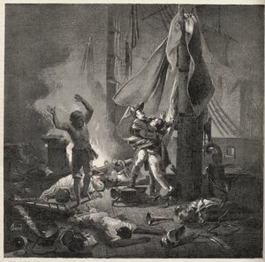 Niilin taistelu - Aboukirin taistelu - Lucen ja Giocante de Casabiancan kuolema (Luc-Julien-Joseph Casabianca tekijältä Unknown artist