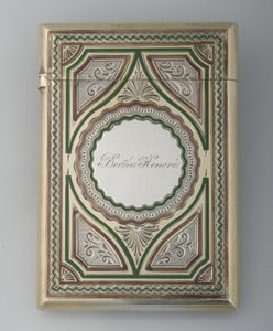 Bertha Palmerin korttikotelo, n. 1865, Sterling hopea, emali, Valmistaja tuntematon tekijältä Unknown artist