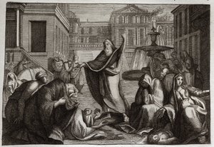 Royaumontin raamattu, Vanha testamentti: Niniviittien katumus. Niniven asukkaat kaikki katuvat pyhän profeetta Joonan ennustuksen mukaan. Kuvitus vuodelta 1811. tekijältä Unknown artist