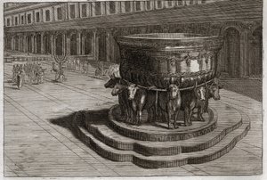 Royaumontin raamattu, Vanha Testamentti: Rohkeameri. Valurauta kutsuu tavallisesti julkinen meri, joka pesee pappien jalat ja kädet heidän tullessaan temppeliin. Kuvitus vuodelta 1811. tekijältä Unknown artist