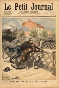 Pyöräpysäytys Champignyn lähellä. Kaiverrus "" Le petit Journal" -lehdessä 30.8.1896. Selvan kokoelma. tekijältä Unknown artist