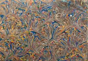 Kirjan koristeelliset loppupaperit Paperimarmorointi tekijältä Unknown Artist