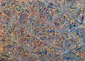 Kirjan koristeelliset loppupaperit Paperimarmorointi tekijältä Unknown Artist