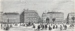 Boulevard des Italians ja café de Paris, rue Taitbout, talo doree, rue Lafitte, kahvila Riche ja rue Lepelletier - Kaiverrus "Tableau-de-Paris" Edmond Texier 1852 tekijältä Unknown artist