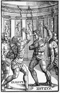 Nyrkkeilijät, painijat - "Jerome Mercurialis de Arte Gymnastica", Venetsian painos tekijältä Unknown artist