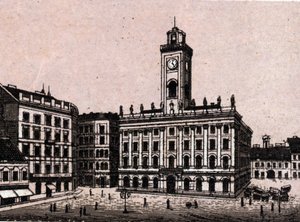 Budapest, Unkari: Vanha kaupungintalo. kirjassa "" Maailma havainnollistaa 168 näkymää"" Päiväämätön (1800-luvun loppu) tekijältä Unknown artist