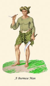 Burmalainen mies veitsen tai Dha:n kanssa tekijältä Unknown Artist