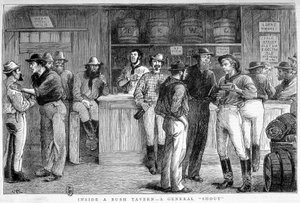 Bush-taverna Australiassa, noin 1880. tekijältä Unknown artist