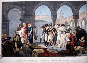 Egyptin kampanja (retkikunta) (1798-1801): Napoleon vierailee Jaffa-pestiferesissä Egyptissä, noin 1800. tekijältä Unknown artist