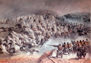 Algerian kampanja, Konstantinuksen valloitus: Ranskan armeijan vetäytyminen Sidi-Tamtamissa, 27. marraskuuta 1836 (Litografia tekijältä Unknown artist