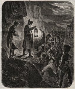 Preussin ja Puolan kampanja: Keisari Napoleon I (1769-1821) Ienan ja Auerstaedtin taistelun aattona 14/10/1805 - Keisari Napoleon I iltana ennen Jena-Auerstedtin (Jena Auerstedt) taistelua prussia vastaan 14. lokakuuta 1805 - päiväunet tekijältä Unknown artist
