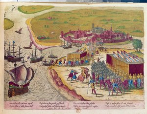 Briellen linnoituksen valtaus vuonna 1572 Hollande. Kaiverrus 1600-luvulta B.N. Pariisi tekijältä Unknown artist