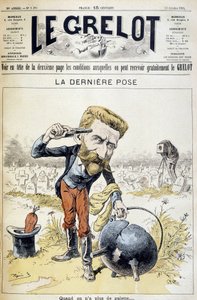 Sarjakuva kenraali Boulangerin itsemurhasta - elokuvassa "" Le Grelot" 10.11.1891 tekijältä Unknown artist