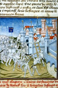 Charles Martel Poitiersissa, 732 - 1300-luvun miniatyyri (viite 512, 074r) Lupapyyntö Toulousen kaupunginkirjastolle (puh: 05 62 27 66 66) tekijältä Unknown artist