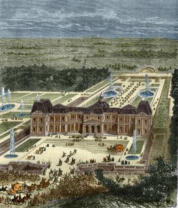 Chateau de Vaux Le Vicomte (Vaux-Le-Vicomte) kuningas Ludvig XIV:n aikaan. Kaiverrus 1800-luvulta. tekijältä Unknown artist