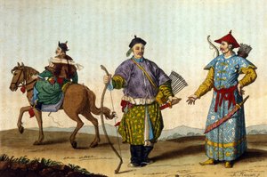 Kiinan sotilasmandariinit eri aikakausilta - J. Ferrarion teoksessa "Le costume ancien et moderne"", toim. Milano tekijältä Unknown artist