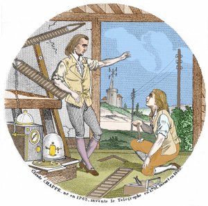 Claude Chappe (1765 - 1807), ranskalainen insinööri keksi lennättimen vuonna 1791. tekijältä Unknown artist