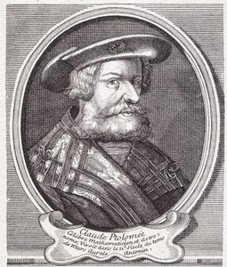 Claude Ptolemaios (jae 90 - v. 168), kreikkalainen tähtitieteilijä, matemaatikko ja maantieteilijä. Kaiverrus 1800-luvulta. tekijältä Unknown artist