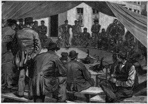 Kukkotaistelut Belgiassa vuonna 1888 "" le journal de la Jeunesse "" de 1888 -lehdessä. tekijältä Unknown artist
