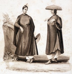 Cohinchin naiset. Vietnam v. 1850. tekijältä Unknown artist