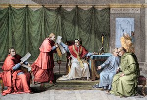 Konkordaatti vuodelta 1801 – paavi Pius VII (Pius) (1742-1823) allekirjoitti konkordaatin Ranskan ja Pyhän piirityksen (Saint Siege) välillä, 15. elokuuta tekijältä Unknown artist