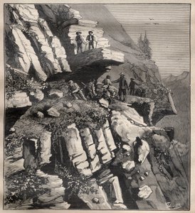 Vuoristotien rakentaminen Alpeille - Kaiverrus "La Science francaise" tekijältä Unknown artist