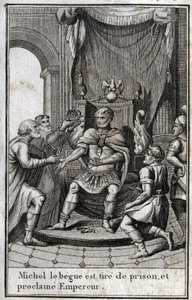 Mikael II Amorian (Begue) (770-829) kruunattiin Bysantin keisariksi hänen vapautumisensa jälkeen vankilasta vuonna 820. Hän on Amorian dynastian perustaja. Kaiverrus "Beaute de l