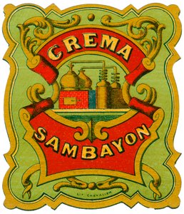 Crema Sambayon -alkoholimainos (kromolitografia, 1800-luvun loppu) tekijältä Unknown artist