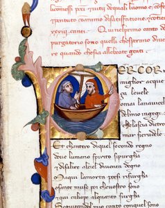 Dante Alighieri: Jumalallinen näytelmä (jumalallinen komedia) Kiirastulen alku. Dante ja Vergilius. 1300-luvun käsikirjoitus. Milanon raamattu. Trivulziana tekijältä Unknown artist