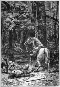 Rufus, William Punainen (kuningas Vilhelm II) kuoli nuolella metsästäessään New Forestissa tekijältä Unknown artist