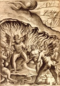 Kuvaus helvetistä 1600-luvun teoksen jälkeen. tekijältä Unknown artist